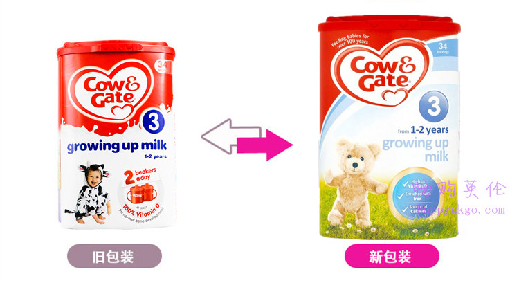 cow3新旧 一箱(6罐)CowGate牛栏原装进口奶粉3段(1-2岁) 