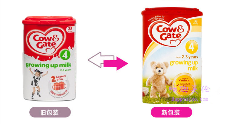 cow4-新旧 一箱(6罐)CowGate牛栏原装进口奶粉4段 (2-3岁) 
